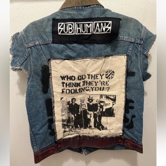 RARE❗️VTG 80s PUNK Levi’s Cutoff Denim Jacket Vest Patch Dead Kennedys Subhumans - Picture 3 of 16